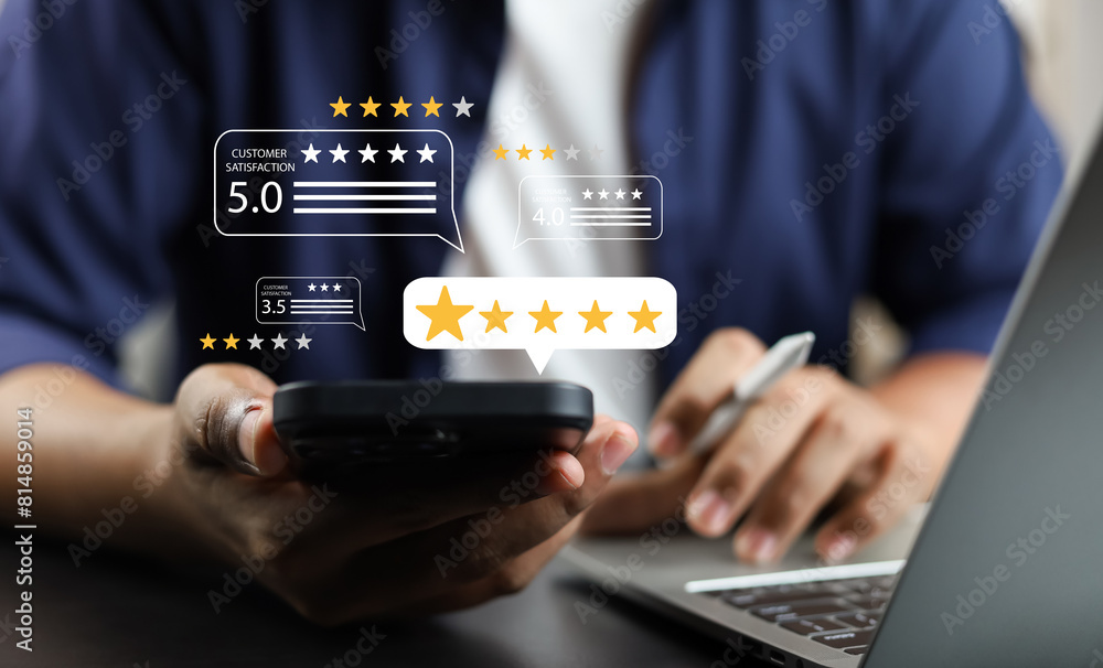 Canvas Prints online customer satisfaction survey service concept, client rate service from experience in applicat