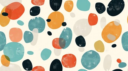 minimal bohemian style free shape seamless pattern , geometric shape with line print grungy texture, Generative Ai