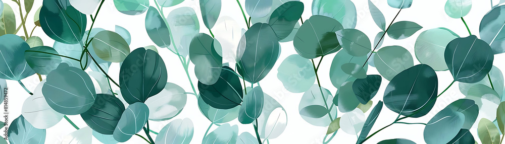 Poster eucalyptus leaf pattern on a isolated background