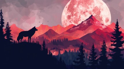 Wolf in the Glow of the Moonlight