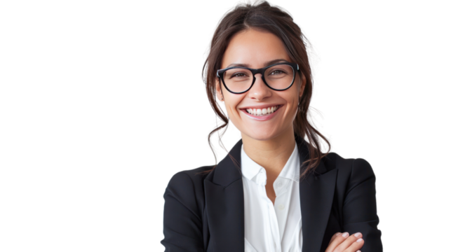 Businesswoman or designer isolated on white background - Powered by Adobe