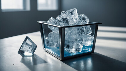 Image of clear crystal ice cubes on the table 15