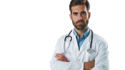 friendly doctor isolated on transparent and white background.PNG image.