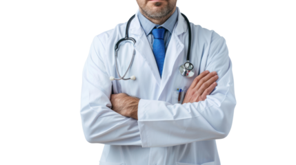 friendly doctor isolated on transparent and white background.PNG image.