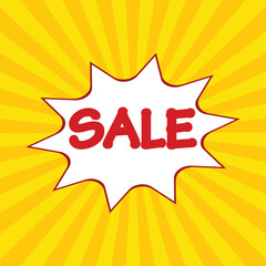 Sale Promo Templete, Orange comics Background, Comic Bubble in Pop, orange sunshine, Sale bubble radial, Sale sticker templete, tag of sale