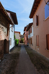 Moniga castle, during a sunny spring day, in the town of Moniga, Italy - May 4, 2024.