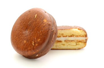 Chocolate cakes isolated on white background