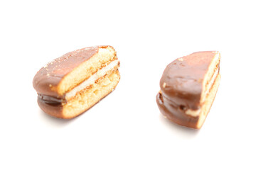 Chocolate cakes isolated on white background