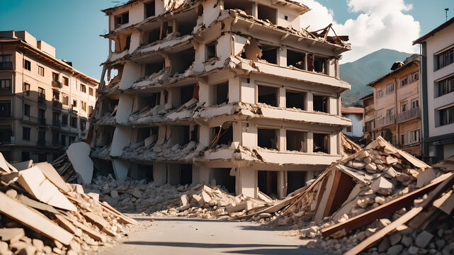 Building collapsed in the earthquake, Generative AI