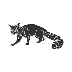 Ring Tailed Cat Icon Silhouette Illustration. Animals Vector Graphic Pictogram Symbol Clip Art. Doodle Sketch Black Sign.