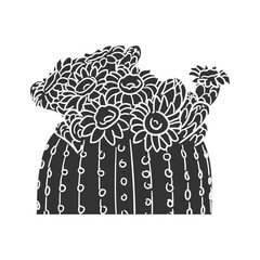Saguaro Cactus Blossom Icon Silhouette Illustration. Flower Vector Graphic Pictogram Symbol Clip Art. Doodle Sketch Black Sign.