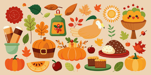 Set of thanksgiving, autumn