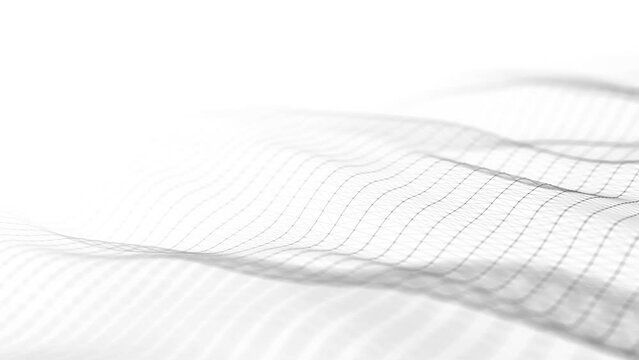 Technology white wave of particles. Big data visualization. Analytics representation. Digital background. 3d rendering.