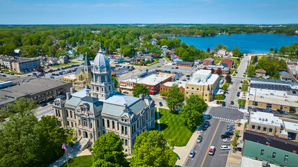 Aerial View of Historic Courthouse and Townscape in Warsaw, Indiana © Nicholas J. Klein