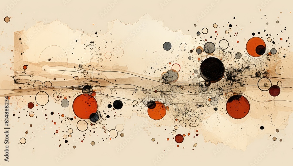 Poster chromatic wave: painting featuring a dynamic wave crafted from a spectrum of circles