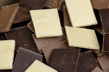dark, milk and white chocolate pieces