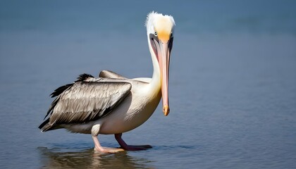 A playful icon of a pelican with a large beak upscaled_4
