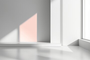 Obraz premium The minimal interior space is empty and brightly lit