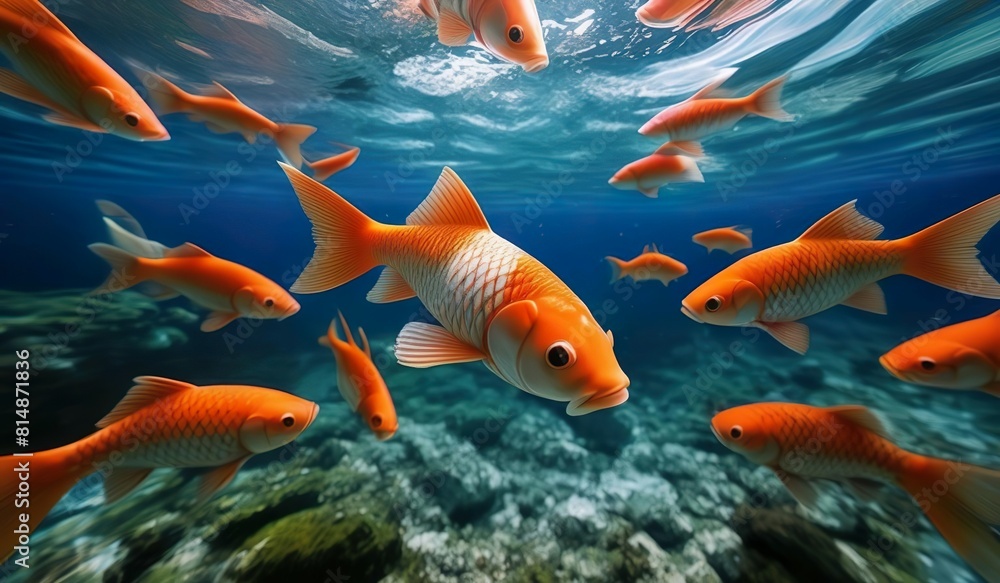 Wall mural fish swimming in aquarium