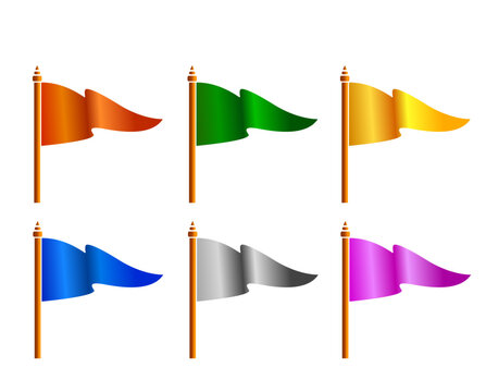 orange, green, yellow, white, pink and blue flags icon