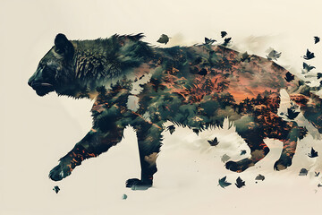 An intriguing image of an animal silhouette fragmented into abstract shapes, symbolizing diversity and complexity
