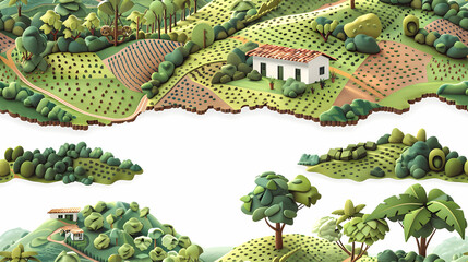 Colombian Coffee Plantation Tiles: Flat Design Icon Set Showcasing Rich Coffee Culture in Isometric Scenes   Adobe Stock