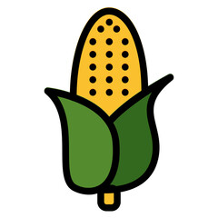 Corn Icon in Filled Line Style