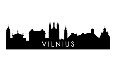 Obraz premium Vilnius skyline silhouette. Black Vilnius city design isolated on white background.