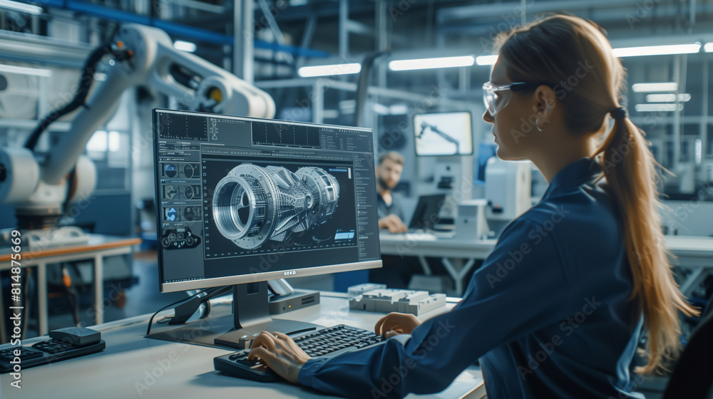 Poster a woman is working on a computer in a lab