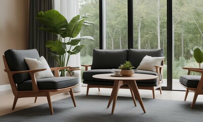 Scandinavian Elegance: Cozy Living Room with Light and Dark Contrasts