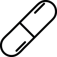 Black outline of a medicine capsule icon