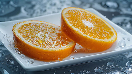 slices of oranges on a white plate