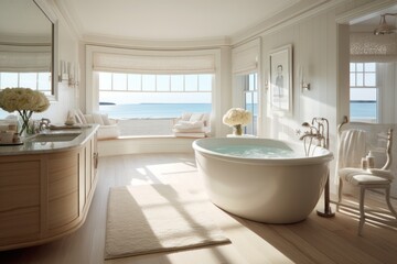 Luxurious Coastal Bathroom with Ocean View