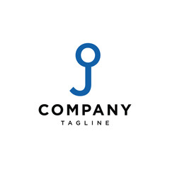 Letter J magnifying glass logo vector template