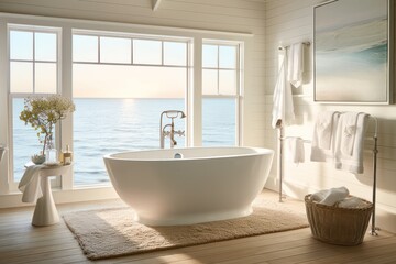 Luxurious Coastal Bathroom with Ocean View