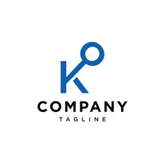 Letter K magnifying glass logo vector template
