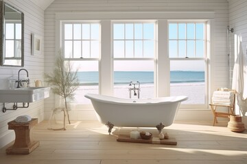 Luxurious Coastal Bathroom with Ocean View