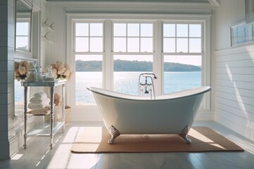 Luxurious Coastal Bathroom with Ocean View