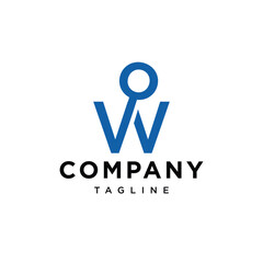 Letter W magnifying glass logo vector template