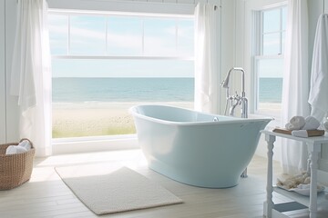 Luxurious Coastal Bathroom with Ocean View