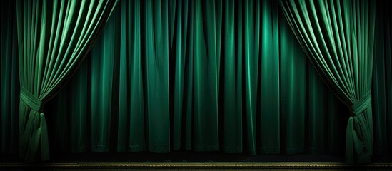 The background of the theater curtain is green with ample space for images - Powered by Adobe