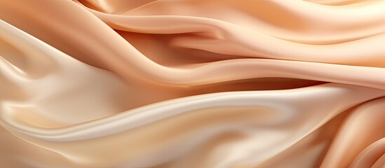 Abstract background design with a beautiful smooth elegant wavy texture in beige or light brown satin silk luxury cloth fabric Perfect for cards or banners with available copy space image