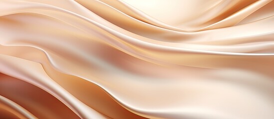 Abstract background design with a beautiful smooth elegant wavy texture in beige or light brown satin silk luxury cloth fabric Perfect for cards or banners with available copy space image