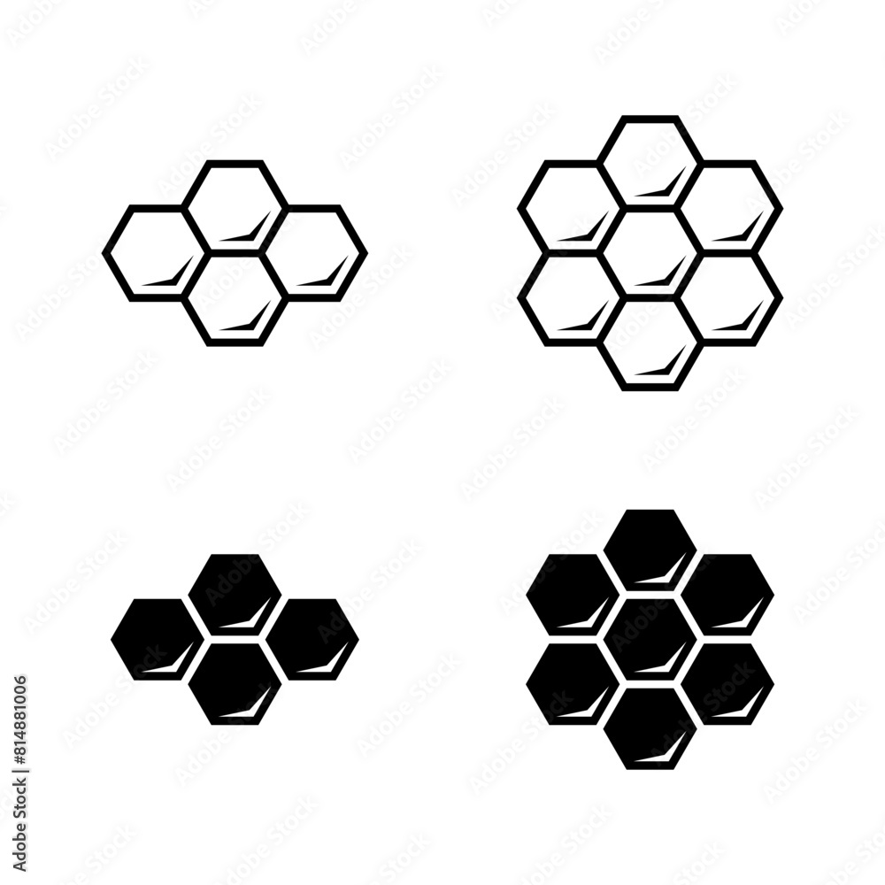 Poster honeycomb polygon icon set. hexagonal beehive concept