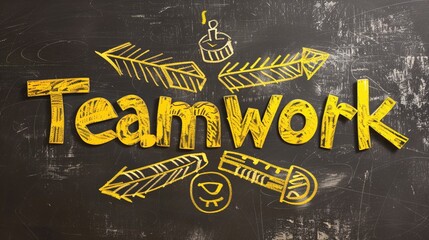 teamwork concept chart with business elements