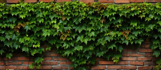 Brick wall with ivy climbing on it providing a natural and aesthetic touch creating a beautiful copy space image