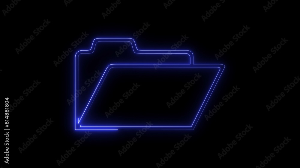 Poster glowing neon file folder sign. glowing neon folder icon isolated on black background.