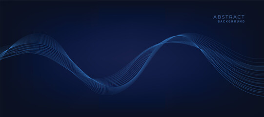 Abstract vector modern background with blue wavy lines and particles. Technology backdrop.