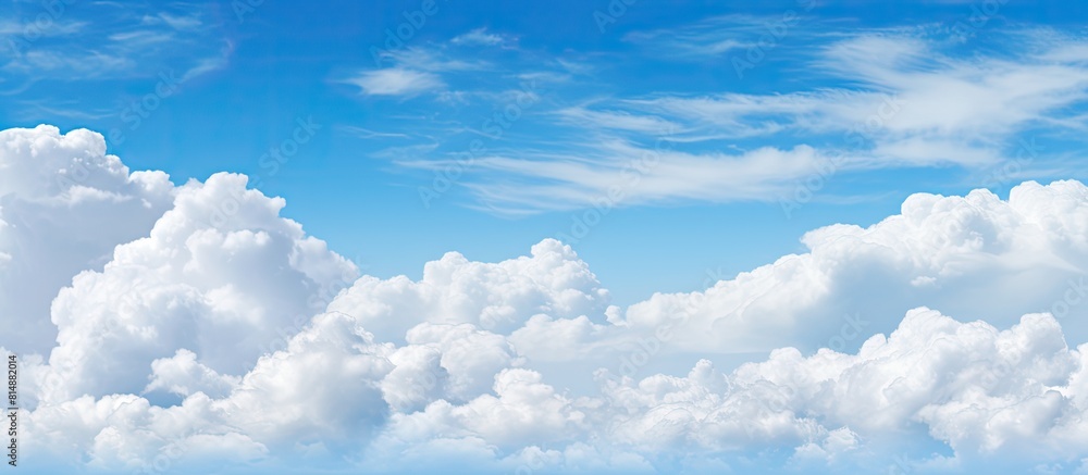 Poster a clear sky with a close up view of clouds is shown in the copy space image