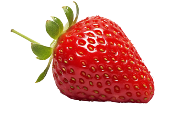 A photo of a strawberry isolated on a white background.